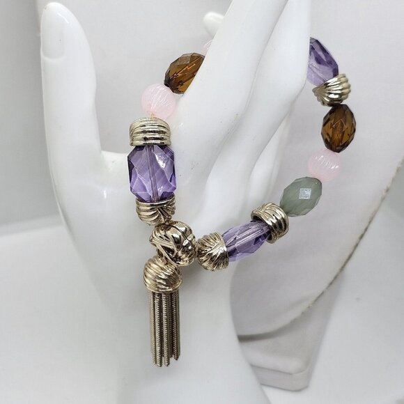 Mixed Bead Stretch Bracelet‎ Tassel - Picture 1 of 3